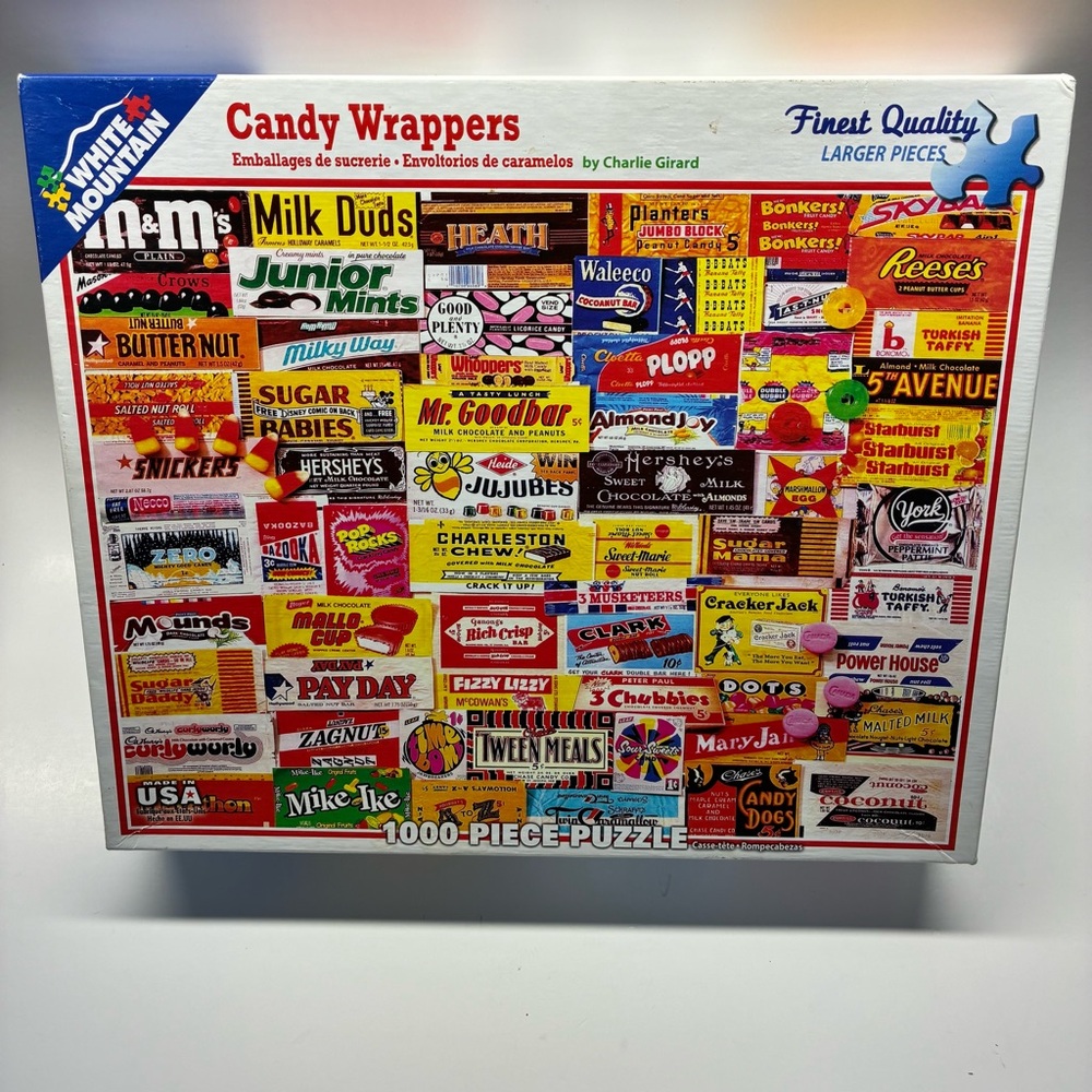 White Mountain Puzzle CANDY WRAPPERS 1000 Piece Jigsaw Puzzle Complete USA